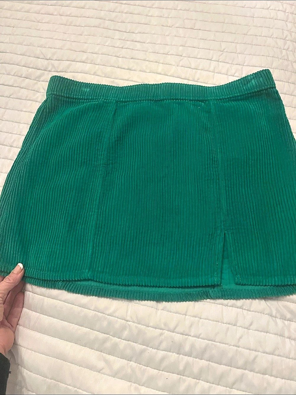 Corduroy Mini Skirt in Green Like New